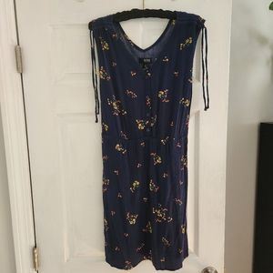 - A.n.a Navy floral sleeveless sheath dress with pockets - Small